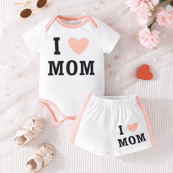 Conjunto de niña "I LOVE MOM" - Blanco